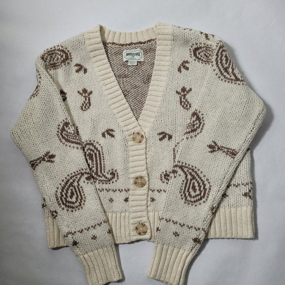 American Eagle Women's Brown Patterned Cardigan S… - image 1